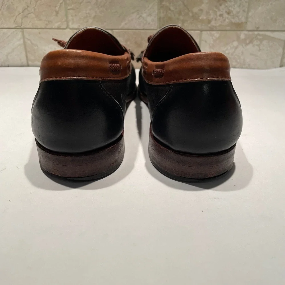 VTG Allen Edmonds Woodstock Black Brown Leather Kiltie Tassel Loafers Mens 12 D‎